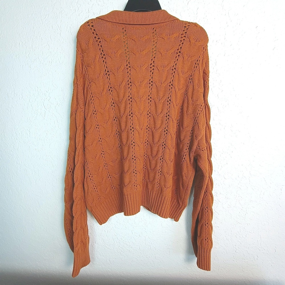 NWT a.n.a Womens Long Sleeve Tie‎ Neck Pullover Sweater XXL Roasted Pecan - Picture 2 of 5